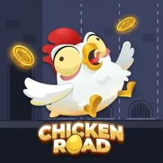 Chicken Road Slot mit fliegendem Huhn und Münzen auf VipLuck