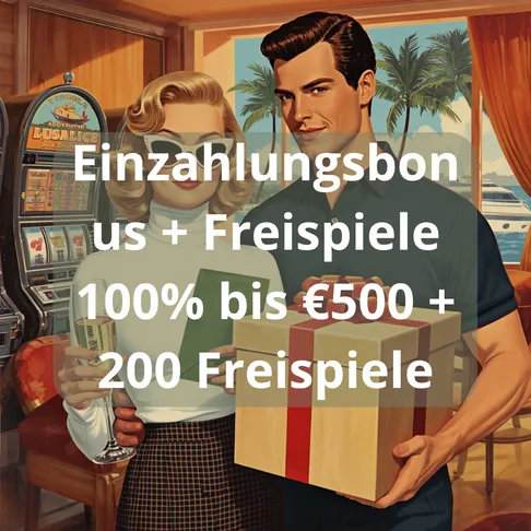 VipLuck Casino Einzahlungsbonus 100% bis €500 + 200 Freispiele