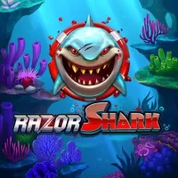 VipLuck Razor Shark Slot mit Haifischlogo und Korallenriff