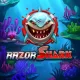 VipLuck Razor Shark Slot mit Haifischlogo und Korallenriff